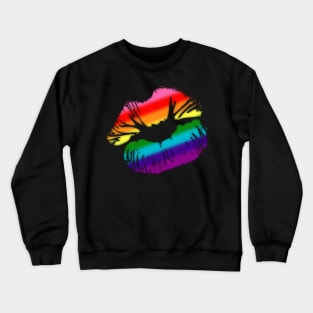 Original Gilbert Baker LGBTQ Love Rainbow Pride Kissing Lips Crewneck Sweatshirt